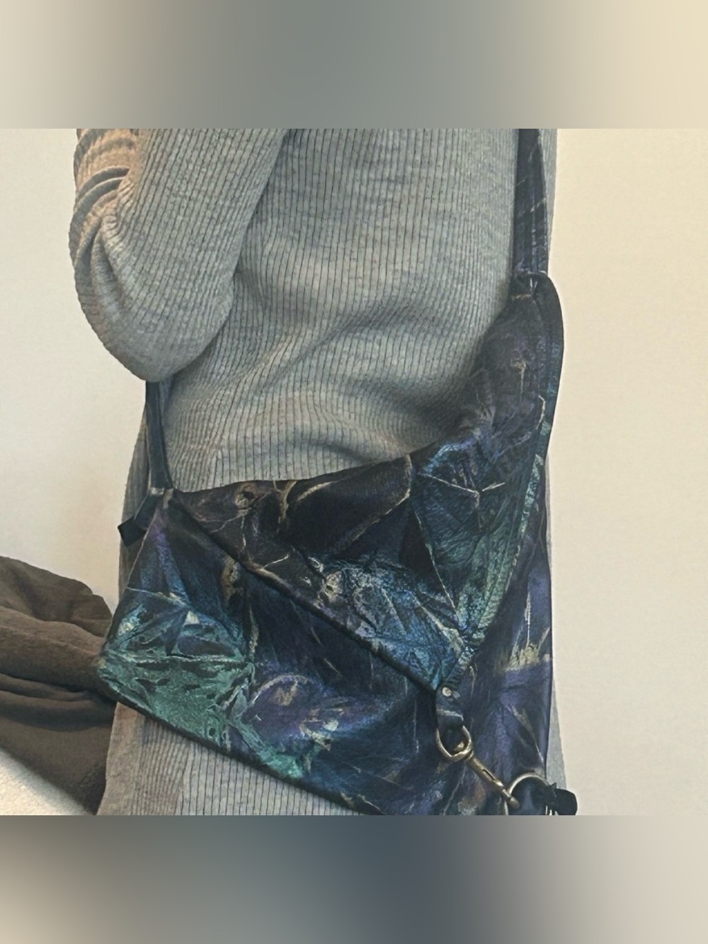 Foldover Iridescent Blue-Green Shoulder Bag - Women's Crossbody